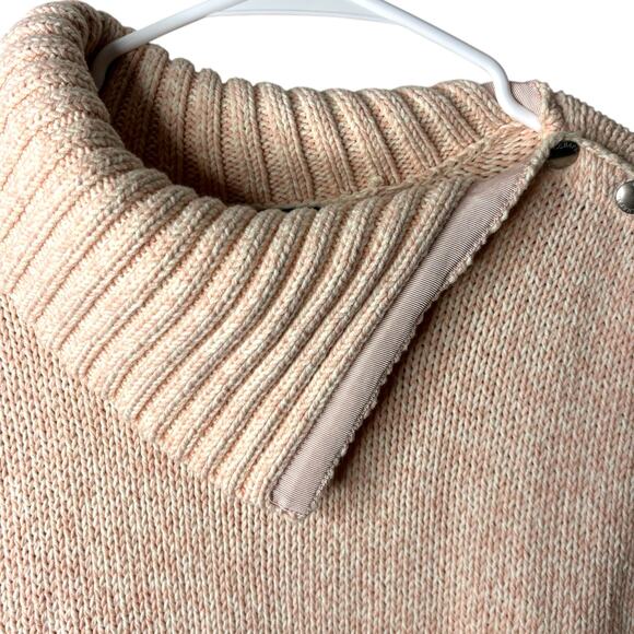 Chaps Cozy Funnel Neck Sweater Plus 3XL Pink Cream Button Shoulder Classic Style - Picture 2 of 9